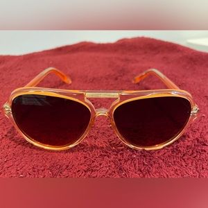 EUC Michael Kors Clear/Neon Orange Aviator Sunglasses